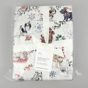 Pottery Barn Christmas Dog FULL Sheet Set 100% Cotton Percale Holiday NWT